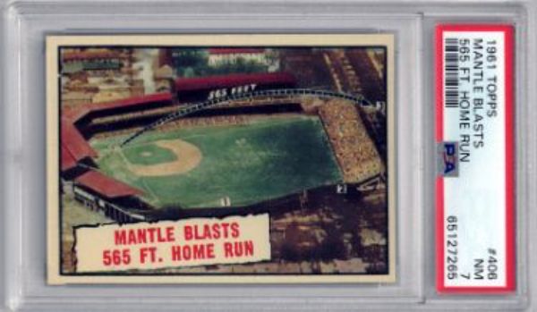 CTBL-034445 Mickey Mantle 1961 Topps Blasts 565 FT Home Run No. 406- PSA Graded 7 NM New York Yankees Baseball Card -  RDB Holdings & Consulting, CTBL_034445