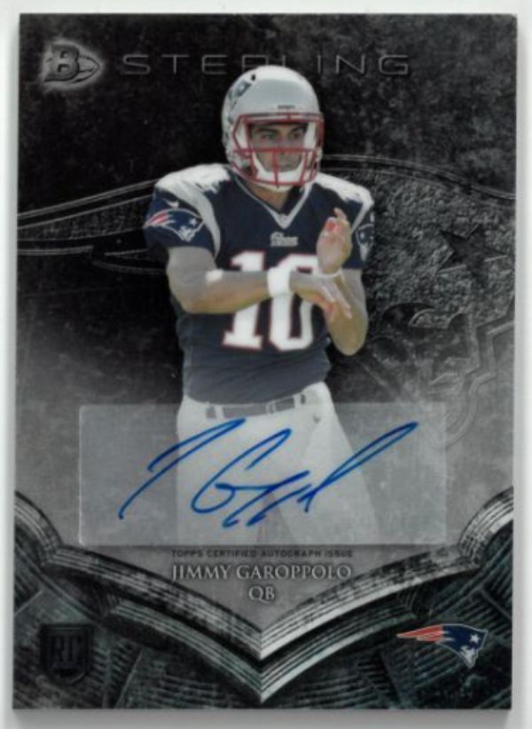 CTBL-034459 Jimmy Garoppolo Signed 2014 Topps & Bowman Sterling Certified Auto Rookie RC No. BSA-JG New England Patriots Football Card