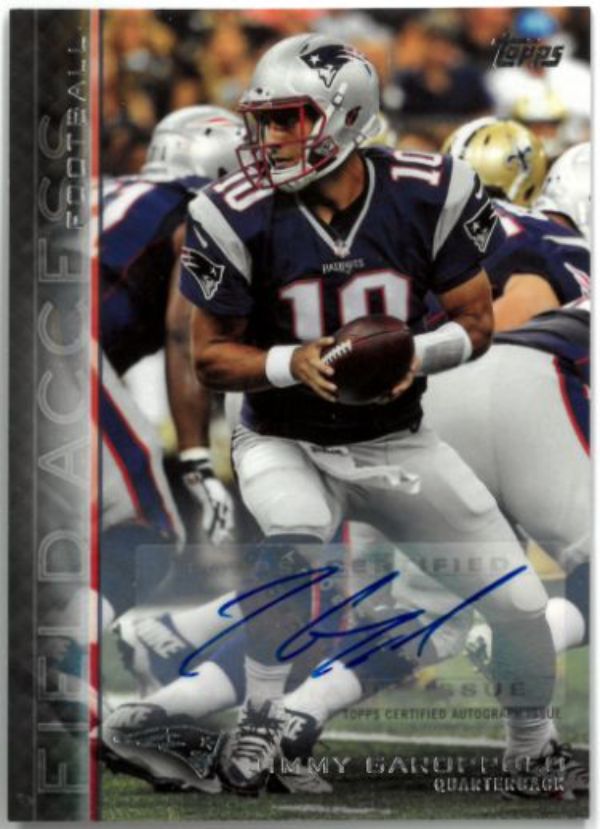 CTBL-034492 Jimmy Garoppolo Signed 2015 Topps Field Access Auto No. 182 New England Patriots Football Card