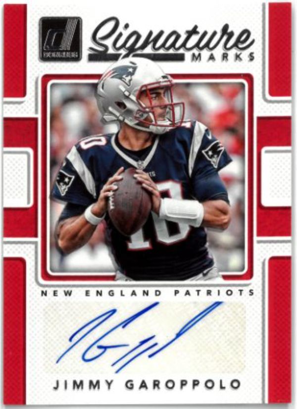 CTBL-034493 Jimmy Garoppolo Signed 2017 Panini Donruss Signature Marks Auto No. SM-JGP New England Patriots Football Card