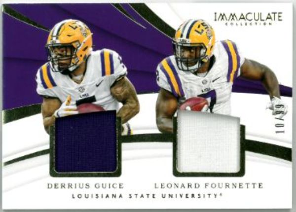 CTBL-034495 Leonard Fournette & Derrius Guice 2018 Panini Immaculate Collection Player Worn Relic No. 10- 10-99 LSU Tigers Football Card