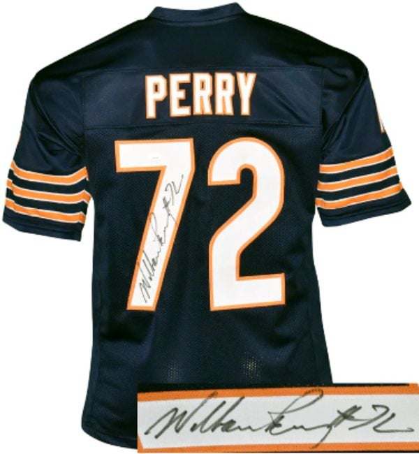 CTBL-034501 William Perry Signed Chicago TB Custom Stitched Pro Style No.72- JSA Witnessed Football Jersey, Navy - Extra Large