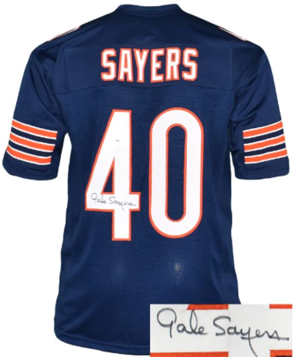CTBL-034502 Gale Sayers Signed Chicago TB Custom Stitched Pro Style PSA Football Jersey, Navy - Extra Large