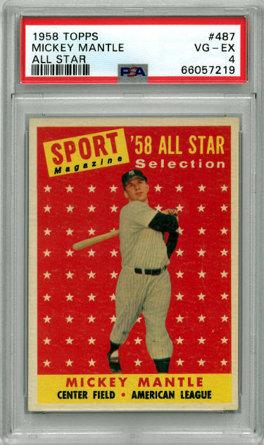 CTBL-034552 Mickey Mantle 1958 Topps All Star No. 487- PSA Graded 4 VG-EX Well Centered & New York Yankees Baseball Card -  RDB Holdings & Consulting, CTBL_034552