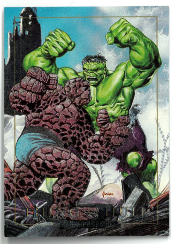 CTBL-030838 1992 Marvel Masterpieces Skybox Battle Thing VS Hulk No. 1-D Foil & Etch Trading Card -  RDB Holdings & Consulting, CTBL_030838