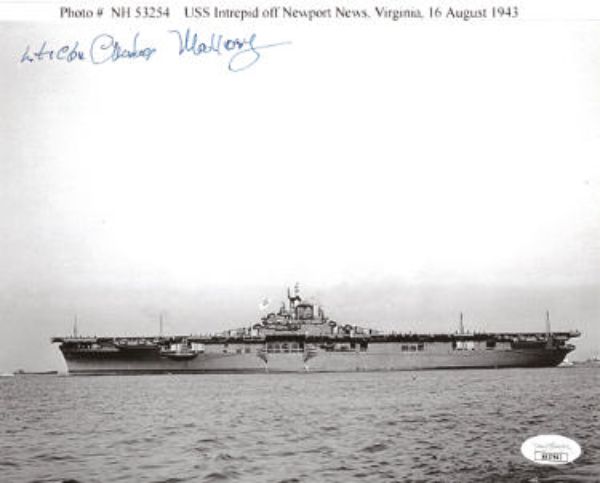 CTBL-031498 8 x 10 in. Charles Mallory Signed WWII Vintage JSA No. SS17642- USS Intrepid & 16 August 1943 Autographed Photo, Black & White -  RDB Holdings & Consulting, CTBL_031498