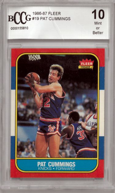 CTBL-033991 Pat Cummings 1986-1987 Fleer No.19- BCCG Graded 10 Mint & Better New York Knicks Basketball Card