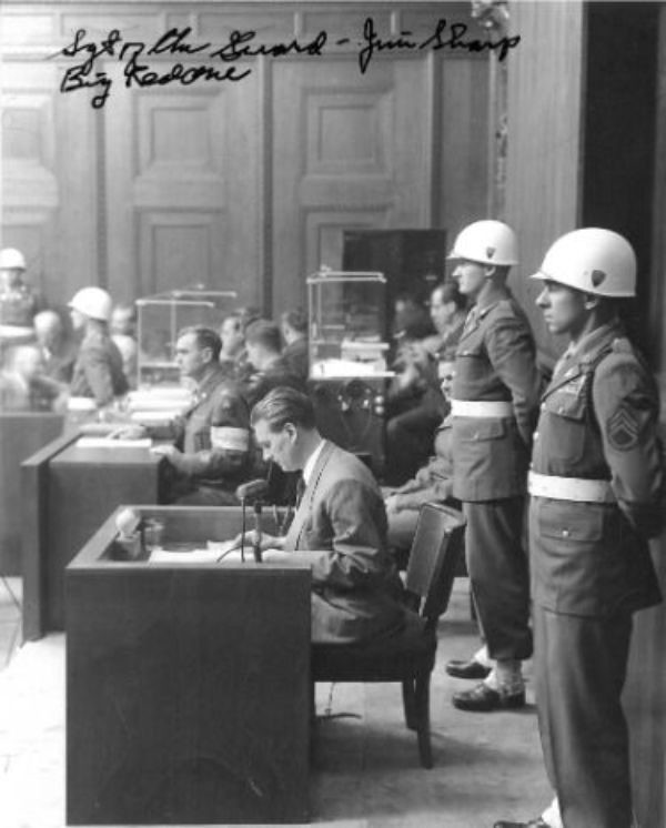 CTBL-034048 8 x 10 in. Jim Sharp Signed WWII Nuremberg Trials PSA No. AD31647- Sargent of The Guard & Big Red One Autographed Photo -  RDB Holdings & Consulting, CTBL_034048