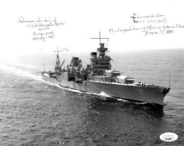 CTBL-034084 8 x 10 in. Ensign John Woolston Signed WWII Vintage JSA No. AC92698- USS Indianapolis Survivor CA-35 Autographed Photo, Black & White -  RDB Holdings & Consulting, CTBL_034084