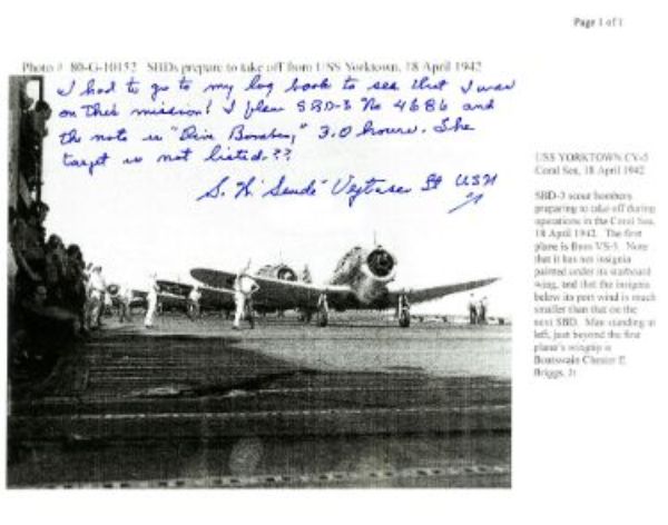 CTBL-034208 8 x 10 in. Stanley W. Swede Vejtasa Signed 1942-1943 Battle Coral Sea WWll Ace Pilot PSA No. AD55308 Grim Reapers Autographed Photo -  RDB Holdings & Consulting, CTBL_034208