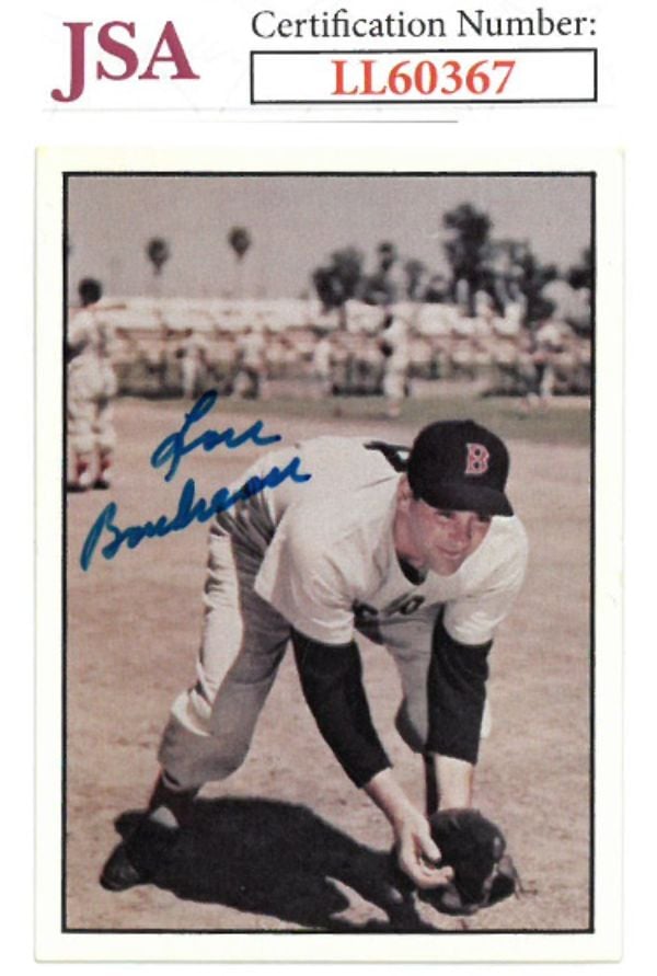 CTBL-031304 Lou Boudreau Signed 1979 TCMA No. 287- JSA No. LL60367 Boston Red Sox & On Card Auto Baseball Card