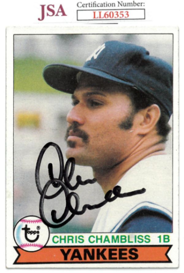 CTBL-031315 Chris Chambliss Signed 1979 Topps No. 335- JSA No. LL60353 On Card Auto & New York Yankees Baseball Card