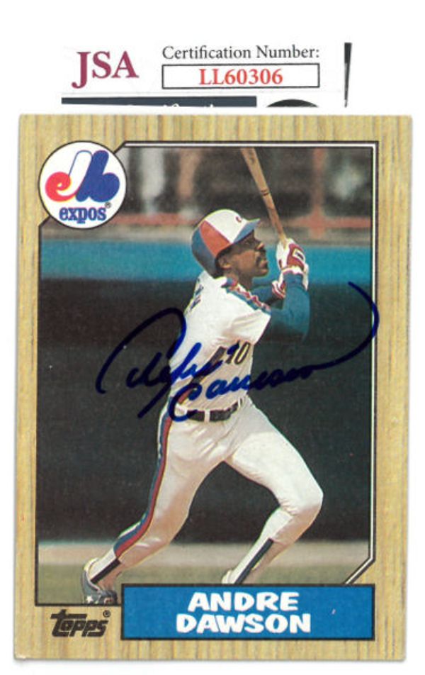 Picture of RDB Holdings & Consulting CTBL-031345 Andre Dawson Signed 1987 Topps No. 345- JSA No. LL60306 Cubs&#44; Expos&#44; HOF & On Card Auto Baseball Card