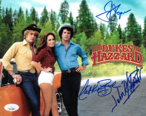 CTBL-033081 8 x 10 in. Dukes of Hazzard Signed 3 Sig - JSA Witnessed Tom Wopat Luke & John Schneider Bo, Catherine Bach Daisy Autographed Photo -  RDB Holdings & Consulting, CTBL_033081