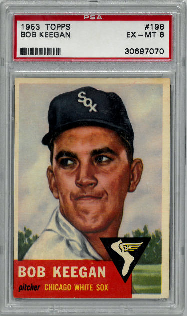 CTBL-033840 Bob Keegan 1953 Topps No. 196- PSA Graded 6 EX-MT Chicago White Sox Baseball Card