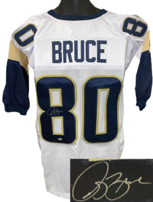 CTBL-033915 Isaac Bruce Signed St. Louis White Custom Stitched Pro Style- Bruce Hologram Football Jersey - Extra Large