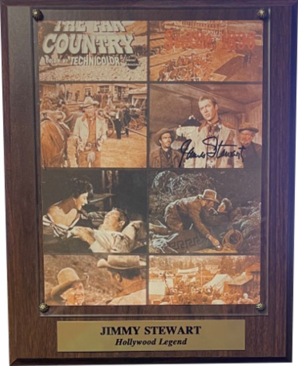 CTBL-033928 8 x 10 in. Jimmy Stewart Signed 1954 The Far Country Western Movie Collage & Plaque 10.5 x 13 in. COA Hollywood Legend Autographed -  RDB Holdings & Consulting, CTBL_033928