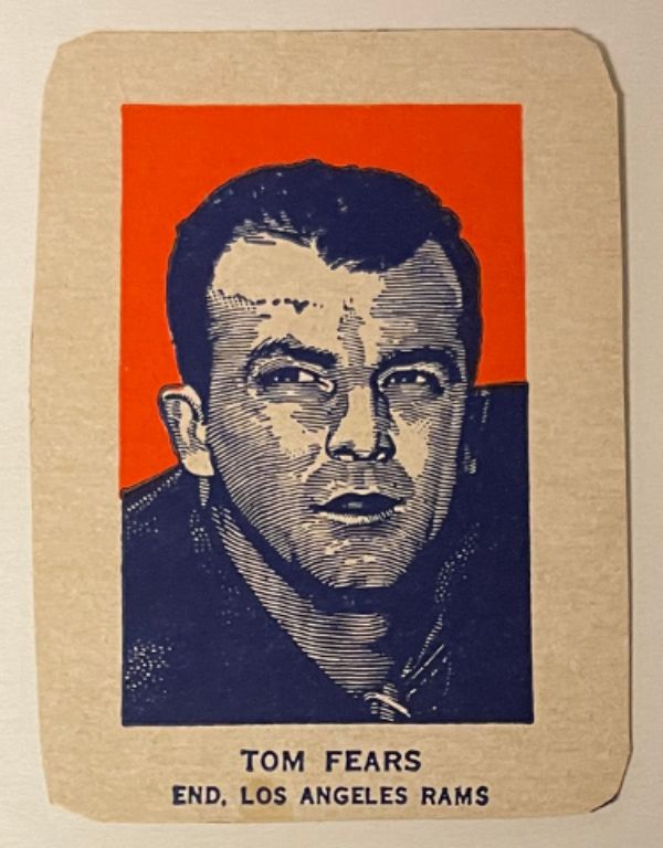 CTBL-032906 Tom Fears 1952 Wheaties Portrait Los Angeles Rams HOF No. 2 Handcut Football Card