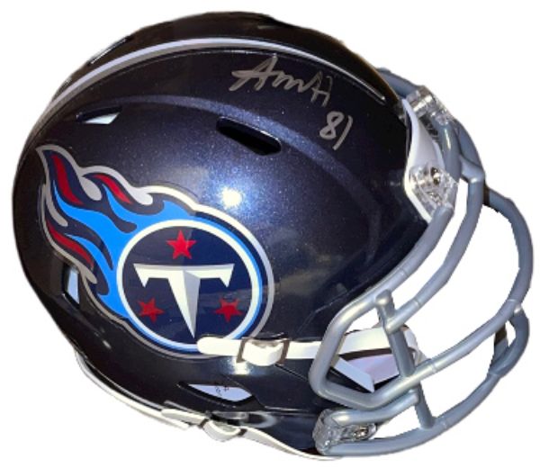 CTBL-033753 Austin Hooper Signed Tennessee Titans Riddell Speed No. 81- JSA Witnessed Football Mini Helmet, Navy