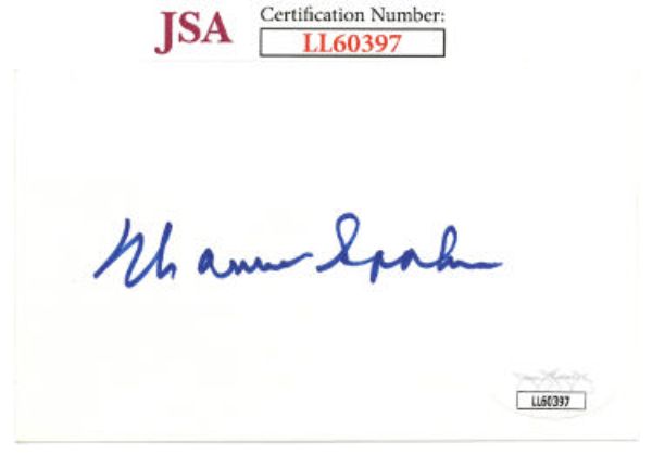 CTBL-033768 3 x 5 in. Warren Spahn Signed JSA No. LL60397 Boston & Milwaukee Braves Baseball Index Card