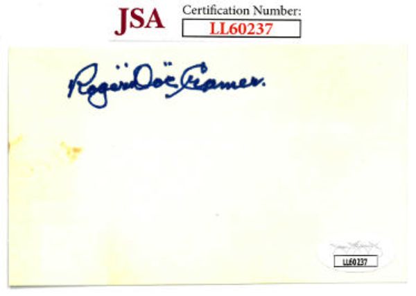 CTBL-033770 3 x 5 in. Roger Doc Cramer Signed Imperfect- JSA No. LL60237 Athletics Red Sox, Senators & Tigers Baseball Index Card