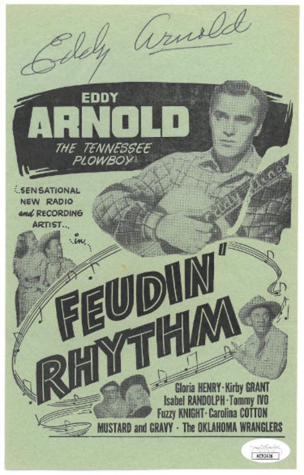Picture of RDB Holdings & Consulting CTBL-034703 6 x 9.5 in. Eddy Arnold Signed Original Vintage Show Flyer- JSA-AC92426 Music Autographed