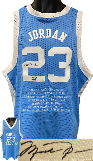 CTBL-034715 Michael Jordan Signed North Carolina Tar Heels Nike Authentic Stat 4-23 Upper Deck Hologram Basketball Jersey, Light Blue - Size 46 -  RDB Holdings & Consulting, CTBL_034715