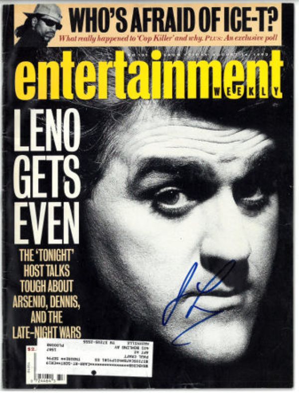 CTBL-034716 Jay Leno Signed 1992 Entertainment Weekly 8-14-92- COA Tonight Show Host Magazine Autographed -  RDB Holdings & Consulting, CTBL_034716