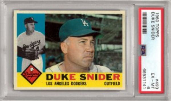 CTBL-034788 Duke Snider 1960 Topps No. 493- PSA Graded 6 EX-MT Los Angeles Dodgers Baseball Card