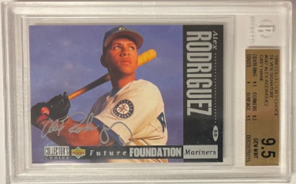 Picture of RDB Holdings & Consulting CTBL-032814 Alex Rodriguez 1994 Collectors Choice Silver Signature Rookie No. 647- Beckett & BVG Graded 9.5 Gem Mint Grey Name & Sub Grades Baseball Card