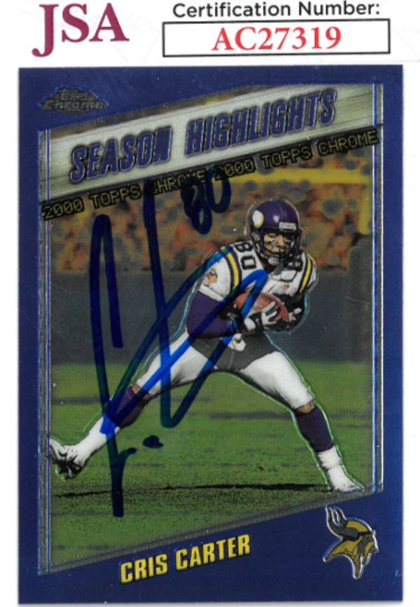 CTBL-033507 Cris Carter Signed 2000 Topps Chrome No.193- JSA No.AC27319 On Card Auto & Minnesota Vikings Football Card