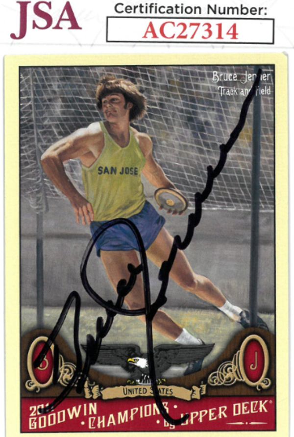 CTBL-033509 Bruce Caitlyn Jenner Signed 2011 Upper No. 92- JSA No. AC27314 Olympics, Decathlon & Goodwin Champions Deck Card