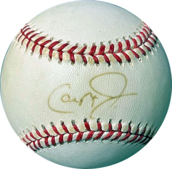CTBL-033512 Cal Ripken, Jr. Signed Rawlings Major League MLB Imperfect & Sig Fade Baltimore Orioles Baseball