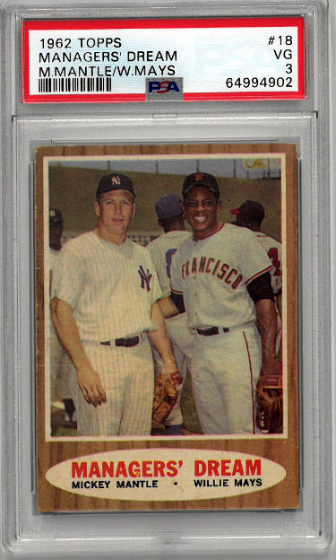CTBL-033611 Mickey Mantle & Willie Mays 1962 Topps Managers Dream No. 18- PSA Graded 3 VG New York Yankees Baseball Card -  RDB Holdings & Consulting, CTBL_033611