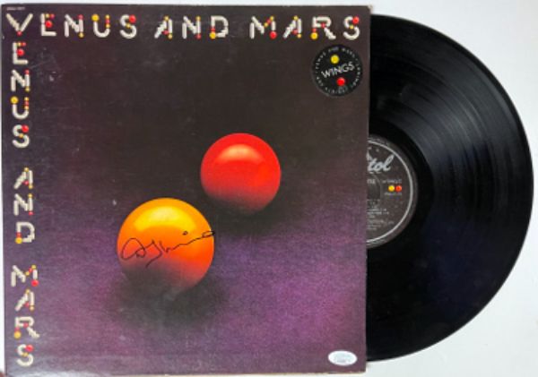 CTBL-034671 Denny Laine Signed 1975 Wings Band Venus, Mars LP & Vinyl, Record- JSA-AC92441 Paul McCartney Album Cover -  RDB Holdings & Consulting, CTBL_034671