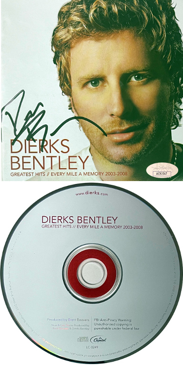 CTBL-J33370 Dierks Bentley Signed 2008 Greatest Hits & Every Mile A Memory - JSA-AC92547 Album CD Cover & CD Case