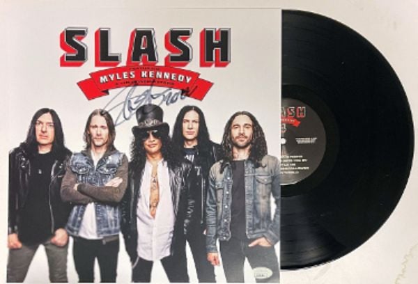 CTBL-j33381 12 x 12 in. Slash Signed Myles Kennedy & Conspitators 4 Flat with LP & Vinyl, Record- JSA-AC92580 Guns N Roses Album Cover
