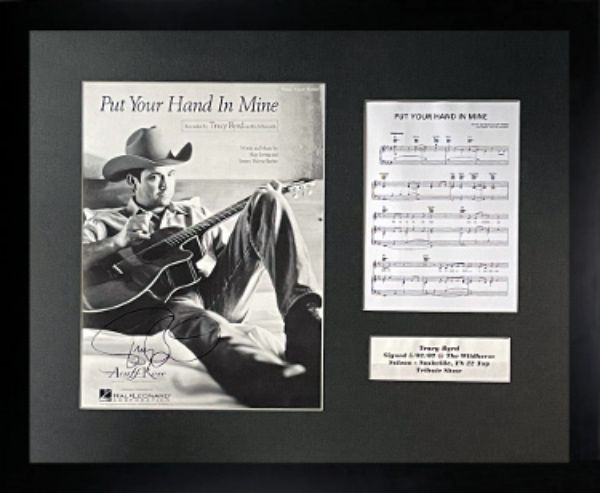 Picture of RDB Holdings & Consulting CTBL-f33539 22 x 18 in. Tracy Byrd Signed 1999 Put Your Hand In Mine Original Sheet COA Music & Lyrics Custom Framing Music Autographed