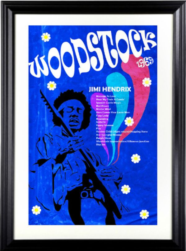 Picture of RDB Holdings & Consulting CTBL-F33628 11 x 17 in. 1969 Woodstock Music & Art Festival High Quality Poster Framing Jimi Hendrix Poster - 15 x 21 in. Overall Size