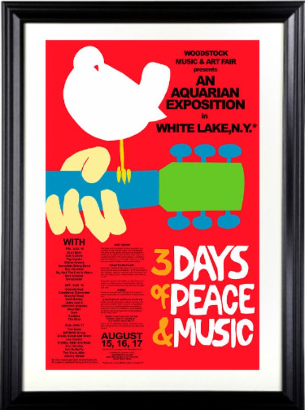 Picture of RDB Holdings & Consulting CTBL-F33630 11 x 17 in. 1969 Woodstock Music & Art Festival High Quality Poster Framing 3 Days of Peace & Music Poster - 15 x 21 in. Overall Size