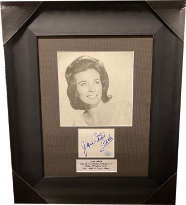 Picture of RDB Holdings & Consulting CTBL-J30435 7 x 7 in. June Carter Cash Signed Cut Signature Custom Framing with - JSA-AC92843 16 x 19 in. Country Music Autographed Photo