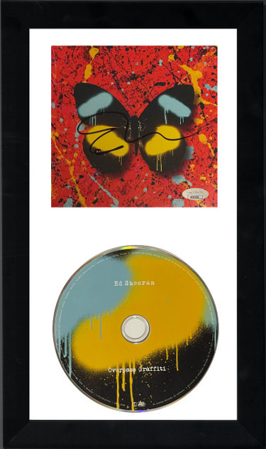 CTBL-JV32007 6.5 x 12 in. ED Sheeran Signed 2021 Overpass Graffiti Atlantic Records &UK with CD- JSA- Custom Framing CD Single Cover