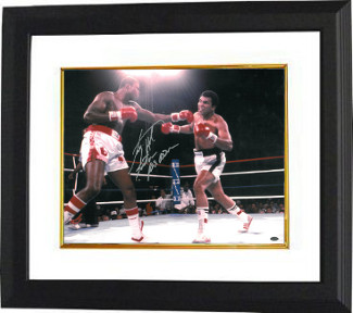 Picture of Athlon CTBL-BW16380 Larry Holmes Signed Boxing Photo Custom Framed vs Ali with Easton Assassin - Under The Lights - 16 x 20