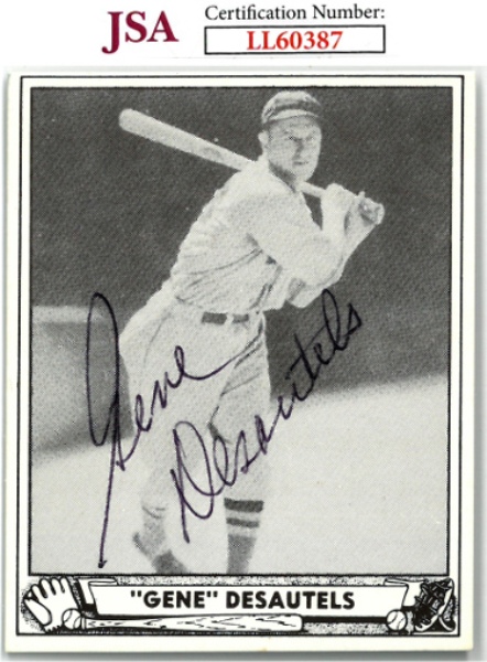 CTBL-031290 Gene Desautels Signed 1986 Reprint 1940 Ball Card No.28 - JSA No.LL60387 - on Card Auto & Boston Red Sox