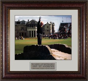 CTBL-009122 Arnold Palmer Unsigned 1995 Last British Open Photo Leather Framed - 11 x 14