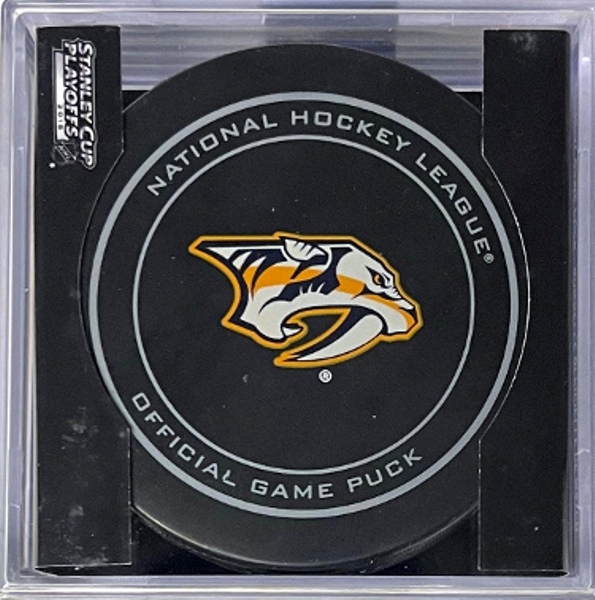 CTBL-034895 2015 Nashville Predators Stanley CUP Playoffs Official Game Puck with Case - NHL Sealed