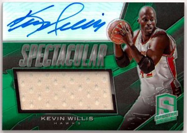 CTBL-034933 Kevin Willis Signed 2013-14 Panini Spectra Spectacular Jersey & Auto Card No.99 - 26-99 - Atlanta Hawks