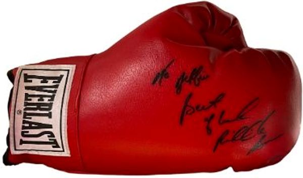 CTBL-034952 12 oz Riddick Bowe Signed Everlast Red Right Boxing Glove to Jeffery - COA