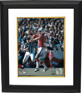 CTBL-BW12147 Steve Grogan Signed New England Patriots 8 x 10 Photo Custom Framed