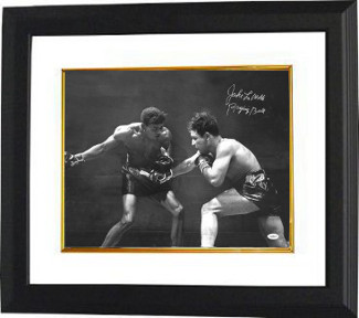 Picture of Athlon CTBL-BW15742 Jake Lamotta Signed Vintage B&W Boxing Photo Custom Framed Raging Bull - on Right - 16 x 20